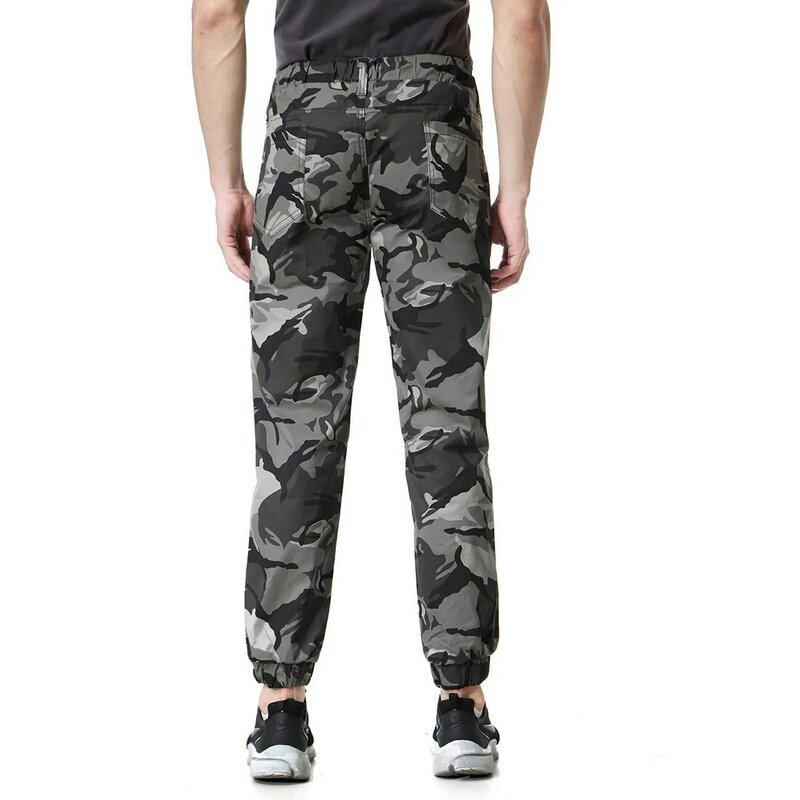 2023 Men's New Casual Trousers Cotton Elastic Waist Camouflage Cargo Pants