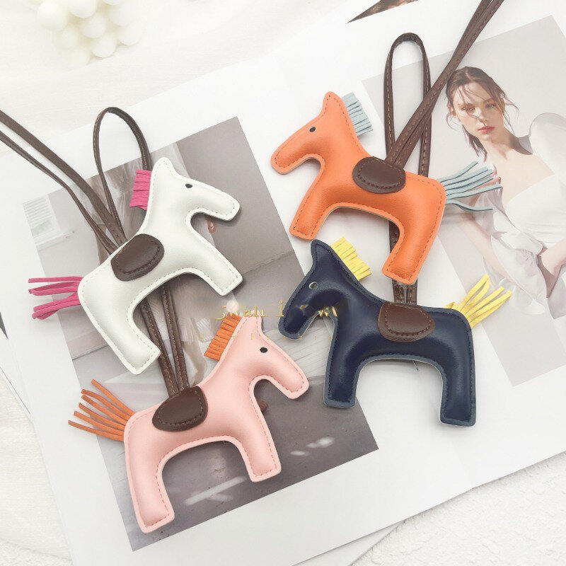 Shining U PU Leather Horse Pony Key Chain for Women Fashion Bag Accessory Gift