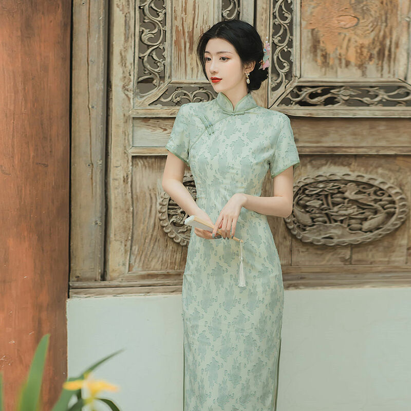 2024 nowa ulepszona republikańska dziewczyna w stylu Retro Qipao rozdrobniona sukienka w kwiaty lato kobiet