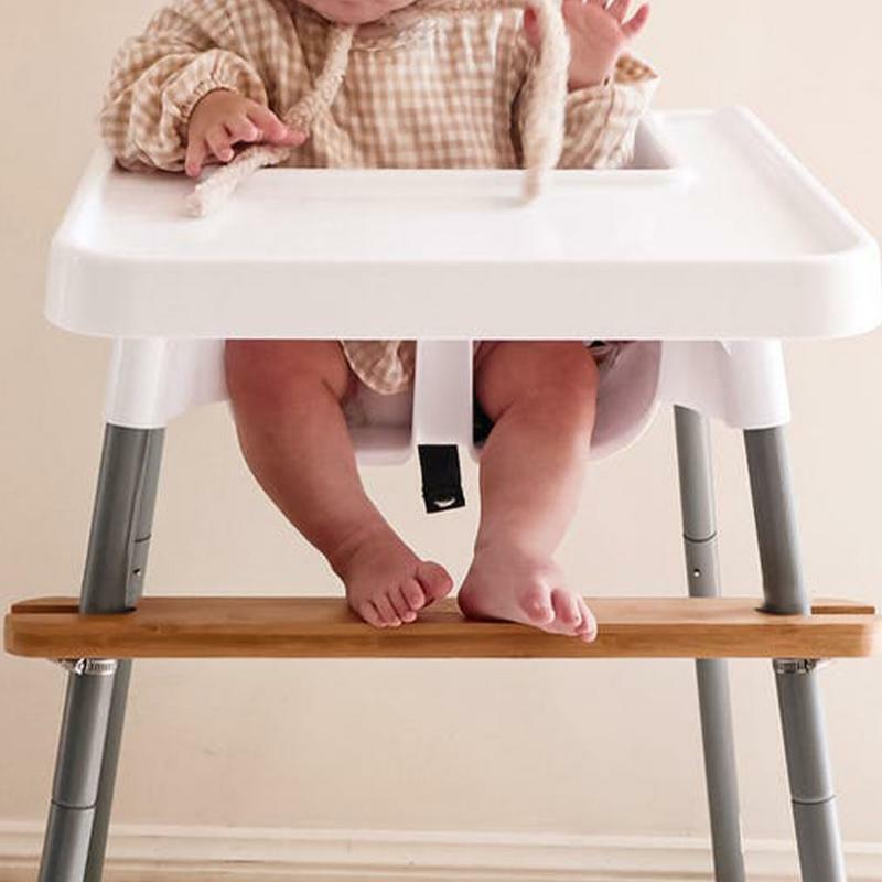 Reposapiés antideslizante para silla alta de bebé, accesorios de reposapiés de madera de bambú Natural con anillo de goma