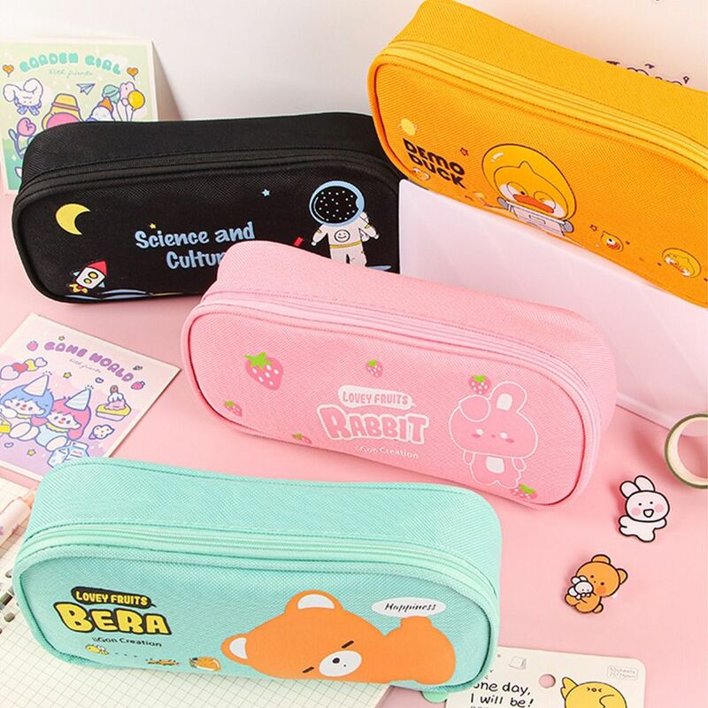 Cartoon Office School Supplies Oxford Cloth Student Stationery Large Capacity Pen Case Pencil Pouch Stationery Bag Pen Bag