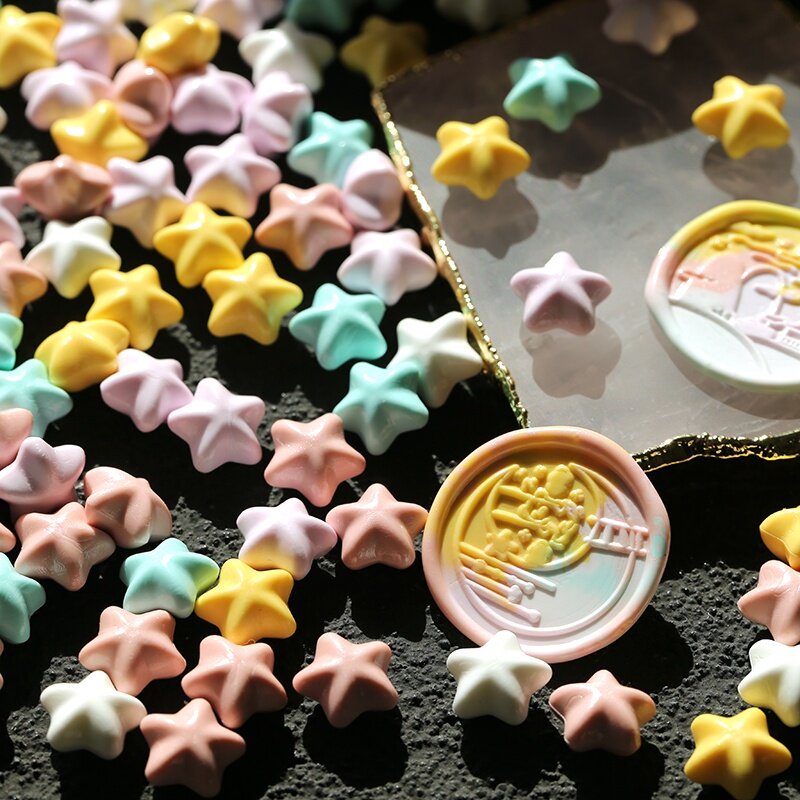 Cuentas de cera de pentagrama Multicolor, 120 piezas, para sello de cera (colores Macaron)