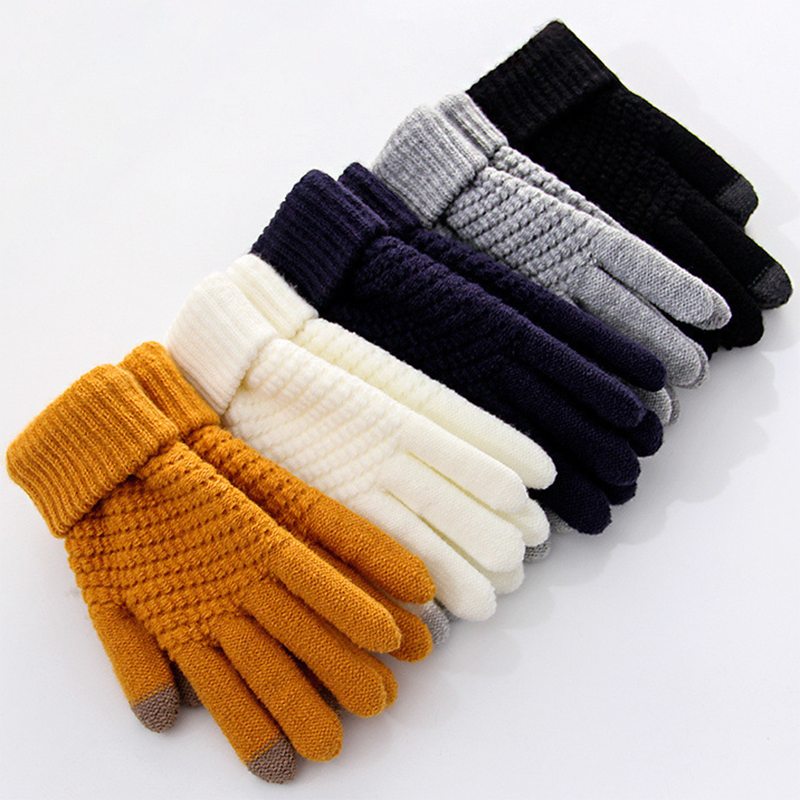 Guanti Touchscreen lavorati a maglia in lana di Cashmere imitazione guanti caldi invernali telefono cellulare con guanti flessibili guanti da donna all'aperto