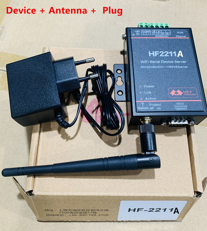 HF2211 HF2211A Server Port seri RS232 RS422 RS485 ke WiFi konverter Ethernet perangkat IOT mendukung Modbus MQTT
