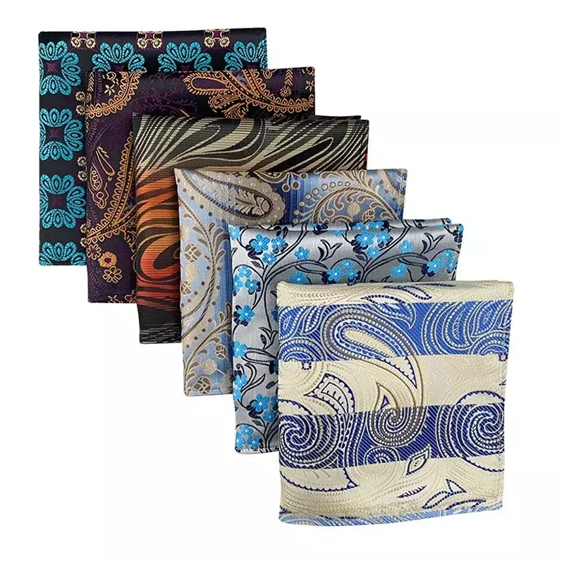 Pañuelo de seda cuadrado de bolsillo para hombre, accesorios grandes coloridos, regalo de fiesta, color morado y marrón, 25cm x 25cm