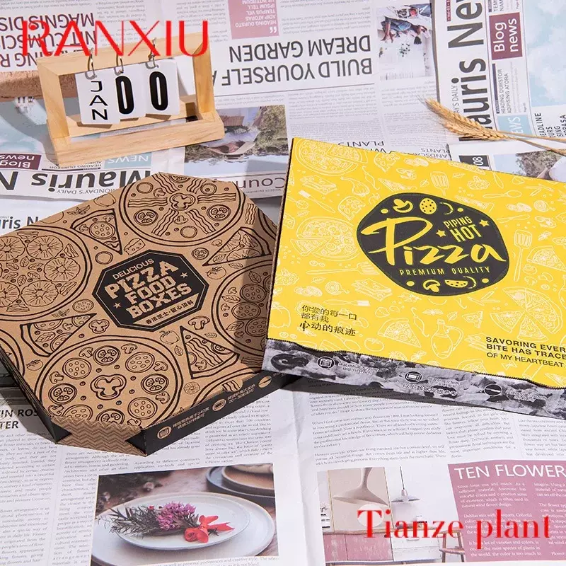 Boîte à pizza écologique personnalisée, 12 i, emballage bionickel able de qualité alimentaire