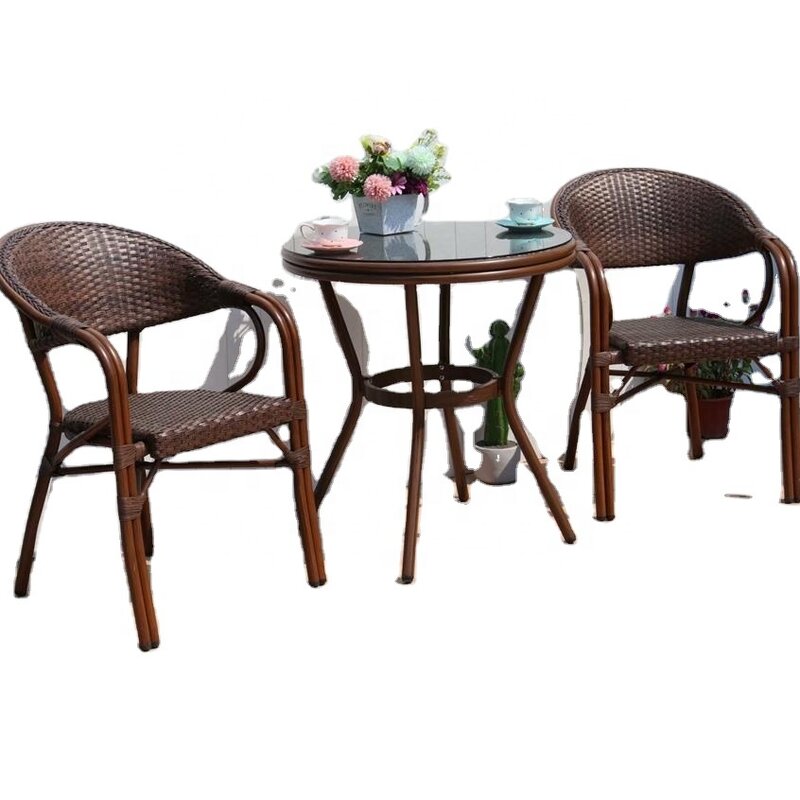 Tavolino da esterno tavolo e sedia set tavolino da caffè in rattan