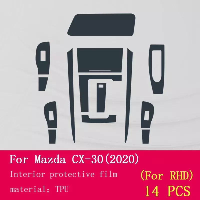 Película protetora interior do carro TPU, adesivo de reparo anti-risco, console central de navegação, tela do painel de engrenagens, Mazda CX30 2020