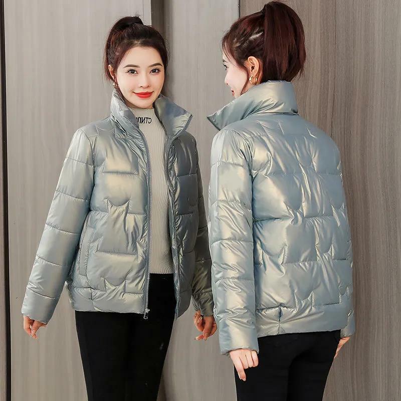 Winter Frauen Jacke neue Mode glänzende Baumwolle gepolsterte Jacke weibliche Parkas lose kurze dicke warme lässige Damen Outwear