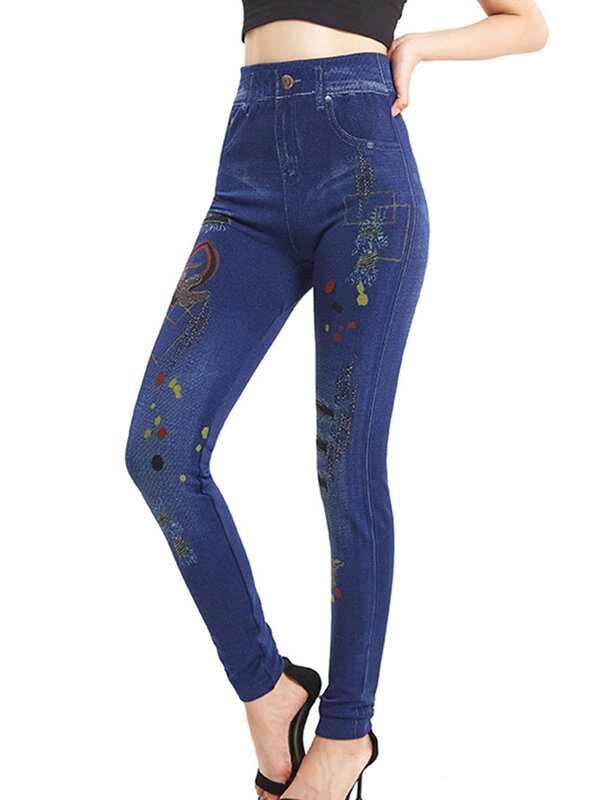 Женские эластичные джинсовые леггинсы с высокой талией