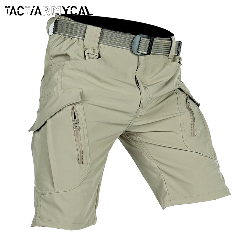 Шорты-карго мужские быстросохнущие, тактические короткие штаны, штаны с несколькими карманами, уличные брюки до колена для охоты, рыбалки