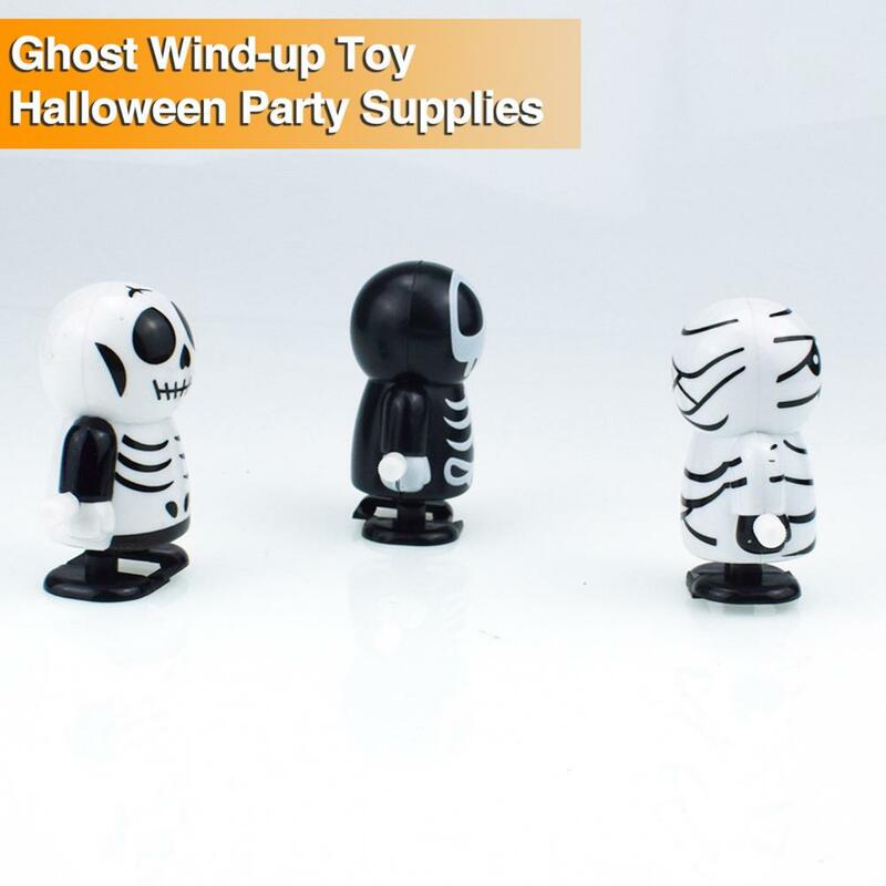 Cute Wind-up Toys Halloween Party Favor Battery-free Walking Skull Zombie Toy Funny Cartoon Figurine for Candy Bags Spooky