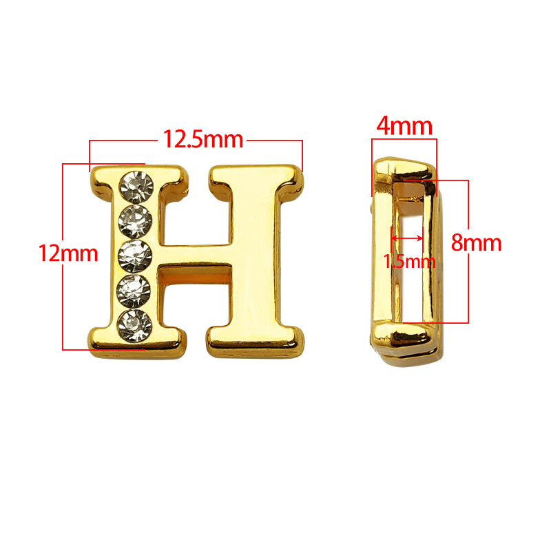 8mm ślizgowe litery Charms ze stopu alfabetu Rhinestone Fit bransoletka kołnierz brelok do kluczy biżuteria dla kobiet prezent dla dzieci