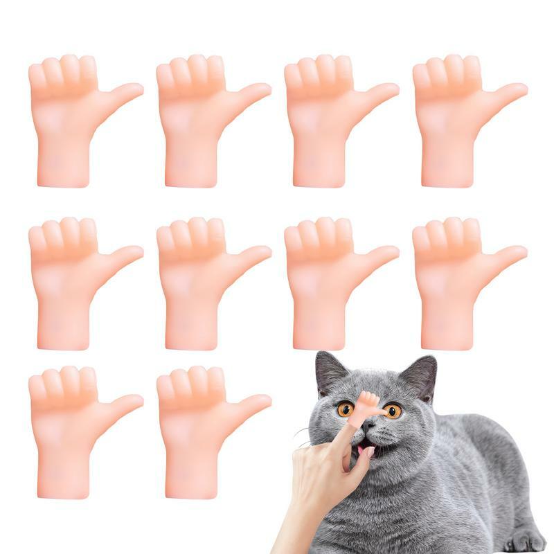 มือนิ้วมือเล็กๆสำหรับแมว10ชิ้นมือมินินิ้วสมจริงและตลกหุ่นมือสำหรับแมวของขวัญปาร์ตี้นิ้วขนาดเล็ก
