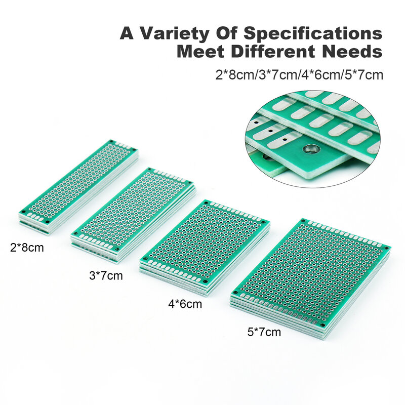 PCB Prototype Circuit Board, Universal Stripboard, Prototipagem Veroboard, Verde Misto, 2x8, 3x7, 4x6, 5x7, 5pcs cada, 20pcs