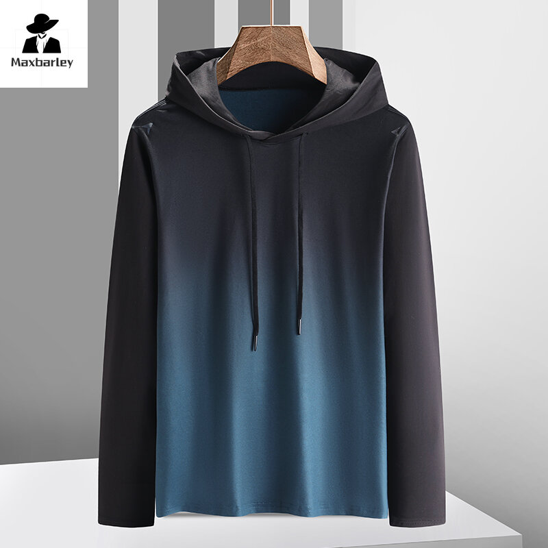 Fitness Quick-drying T-shirt Men's Quality Fashion Gradient Long Sleeve Hoodie Autumn Casual Stretch Tight Running Sweatshirt