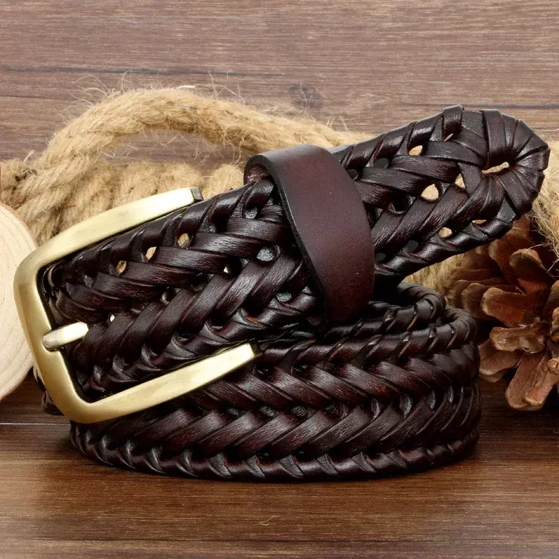 2024 New Unisex Men and Women Belt Genuine Leather Female Belt Woven Knitted Quality Belt Male Luxury Strap Belts Cummerbund