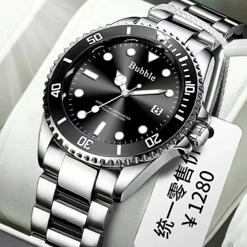 Męski wysokiej jakości zegarek pas stalowy ze stopu wodoodporny zegarek męski kalendarzowy