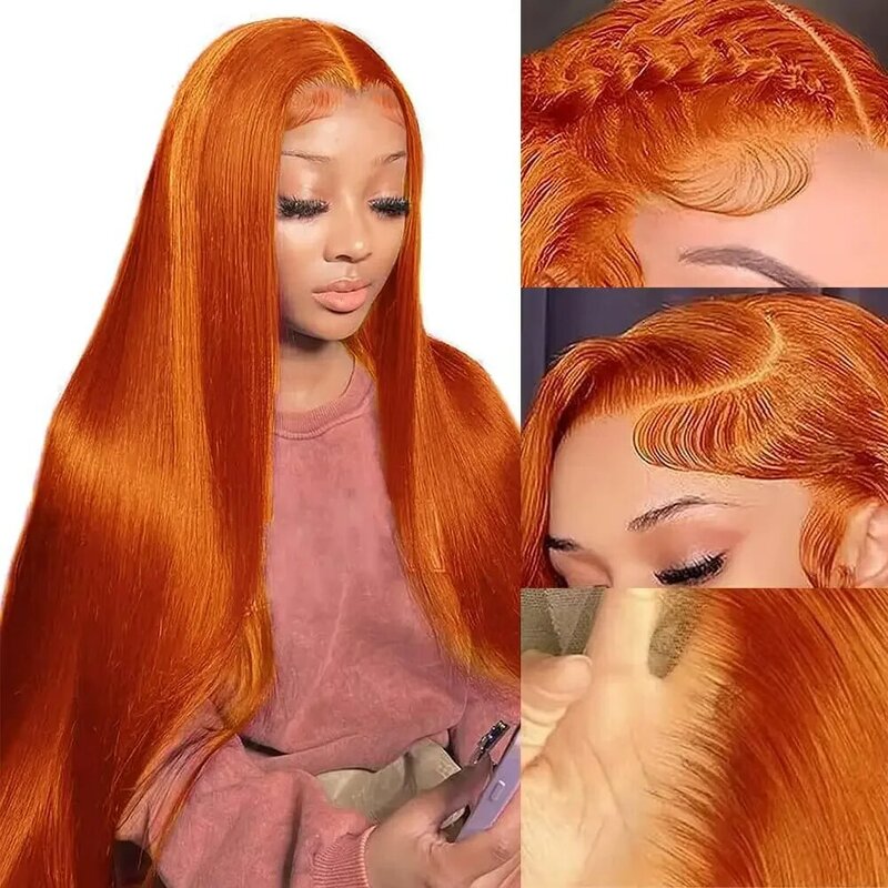 Lumiere Orange Ginger Lace Front Wig Human Hair 32 Inch Straight Frontal Wig Human Hair 13X4 HD Lace Frontal Wig Glueless Wigs
