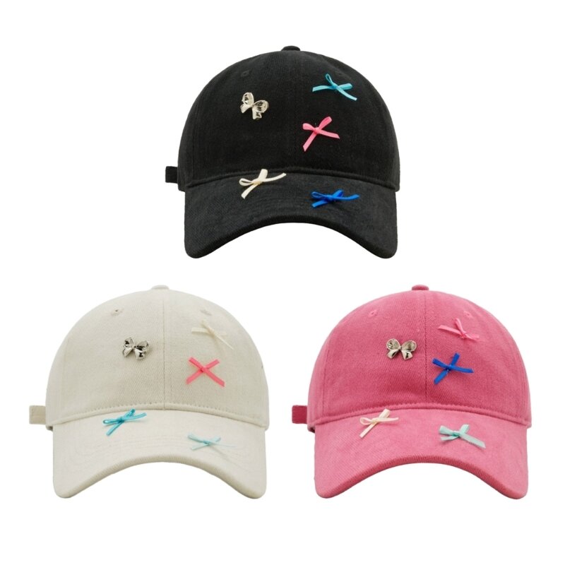 New Adult Teens Sweet Baseball Harajuku Sunproof Hat Bowknot Decor Hiphop Hat