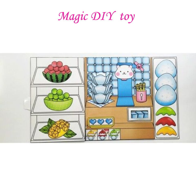Paquete de Material de juguetes hechos a mano para amasar ensaladas de frutas, pegatinas Kawaii, libro silencioso Diy, libro blando hecho a mano, juguetes para niñas