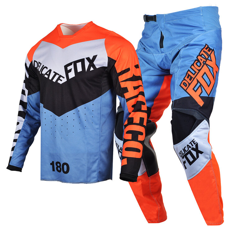 Fox 180 MX Set peralatan balap, Jersey dan celana Kombo setelan kit Motocross MTB DH UTV ATV Enduro sepeda motor Trail bersepeda