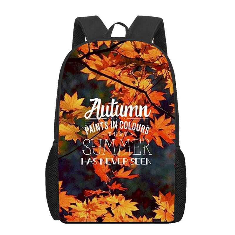 男の子と女の子のための秋の葉のプリントバックパック、子供のランドセル、10代の学生のブックバッグ、毎日のカジュアルなバックパック、旅行リュックサック、秋