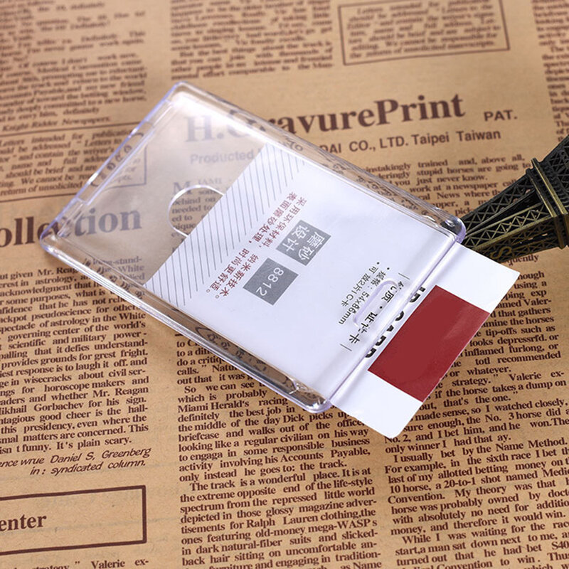 Porte-badge transparent en acrylique, porte-carte de crédit bancaire, porte-carte d'identité de bus, porte-badge en cristal, plastique sans lanière, haute qualité, 1PC