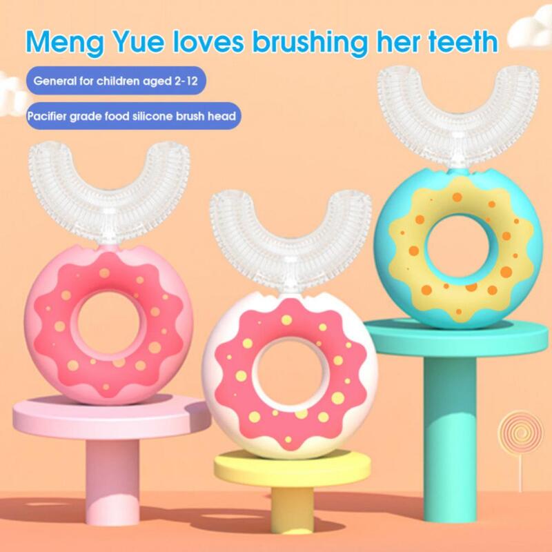 Spazzolino da denti per bambini a forma di ciambella a forma di U 2-6 anni in Silicone per cartoni animati spazzolino da denti per bambini spazzolino da denti manuale per l'igiene orale
