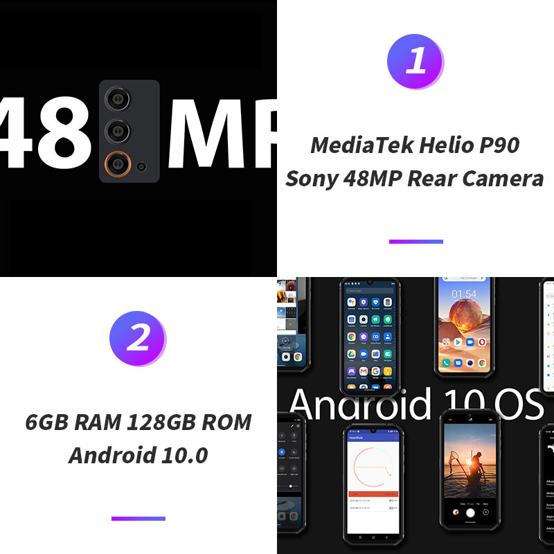 Blackview-BV9900E Celular Robusto, Smartphone Robusto, 6GB + 128GB, IP68 Impermeável, 5,84 '', 4380mAh, Helio P90 Octa-Core, 48MP, Android 10.0