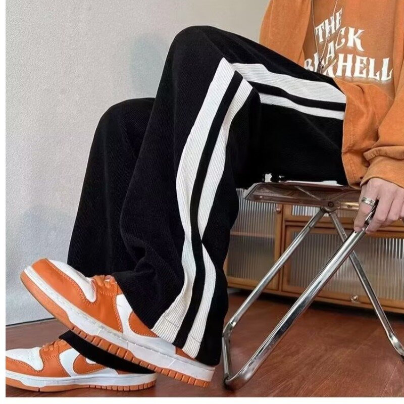 Y2K męskie spodnie ubrania Hip-hopowe spodnie dresowe Casual Joggers moda Streetwear luźne spodnie wiosenne ulice sztruks