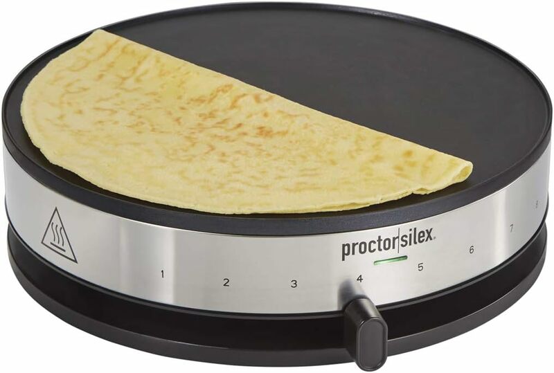 Elektryczne urządzenie do wyrobu naleśników crepes z 13 "nieprzywierającą patelnią na jajka, omlety i Quesadillas, z kontrolą temperatury, filiżanką do ciasta, (38400PS)