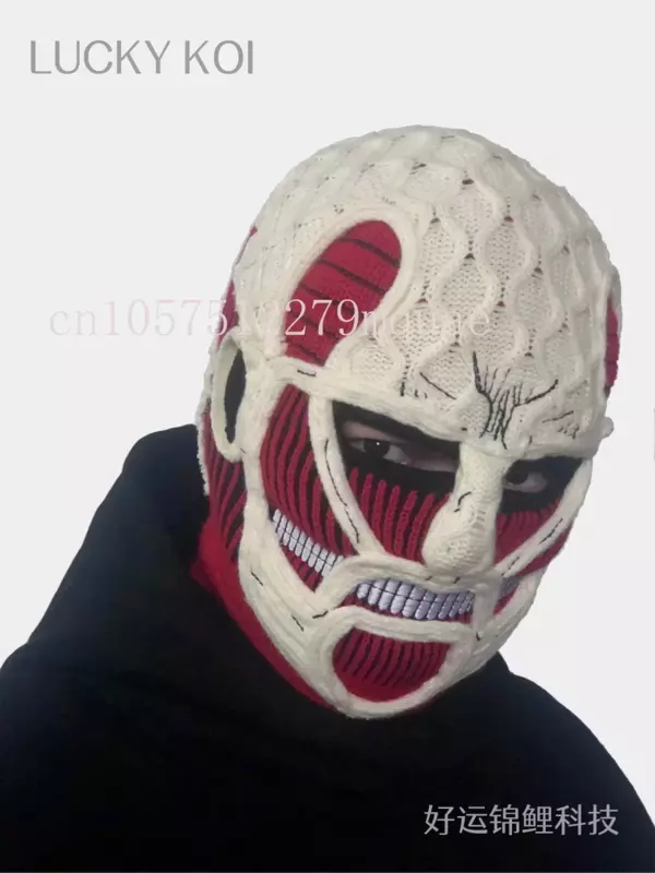 Attack Titan Mask para hombre, sombrero cálido sin ala, hecho a mano, Popular, para montar en esquí, Otoño e Invierno