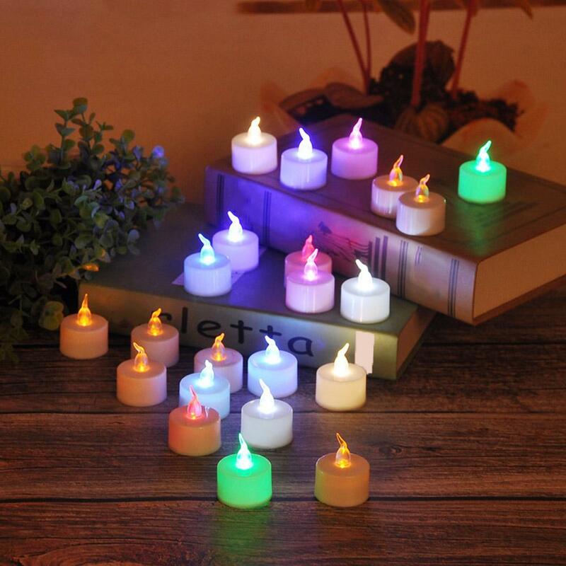 Беспламенная светодиодная Электронная свеча, разноцветная свеча с питанием от аккумулятора, свечи, украшения для свадьбы, дня рождения, вечеринки