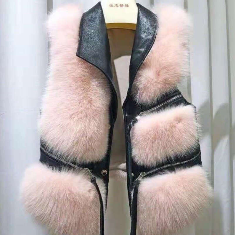 Fur Vest Women's Lapel Without Cufflinks Slim Fitting Faux Fur Jacket Fur Jacket