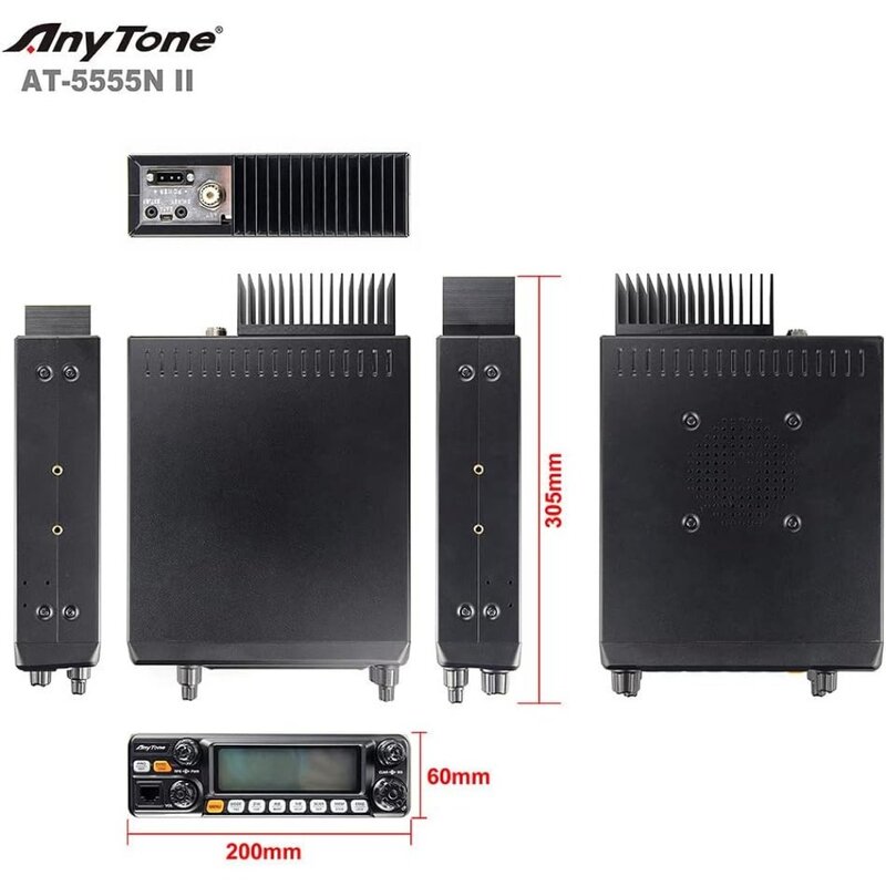 AnyTone-AT-5555NII Transceptor móvel para caminhão, rádio de 10 metros atualizado, alta potência, AM, 60W, FM, 45W, SSB, 60W