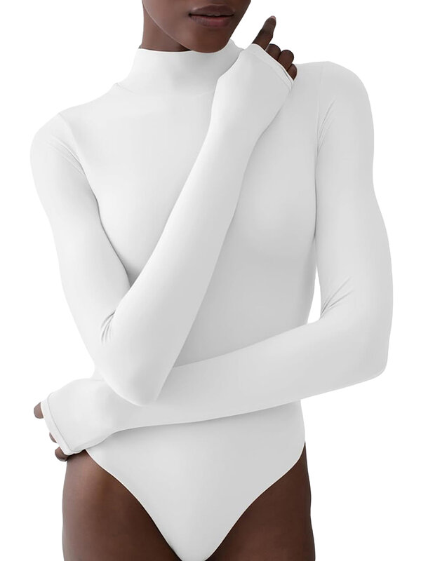 Damskie body t-shirt jednolity kolor półgolf kombinezony z długim rękawem Romper dla klubu Streetwear