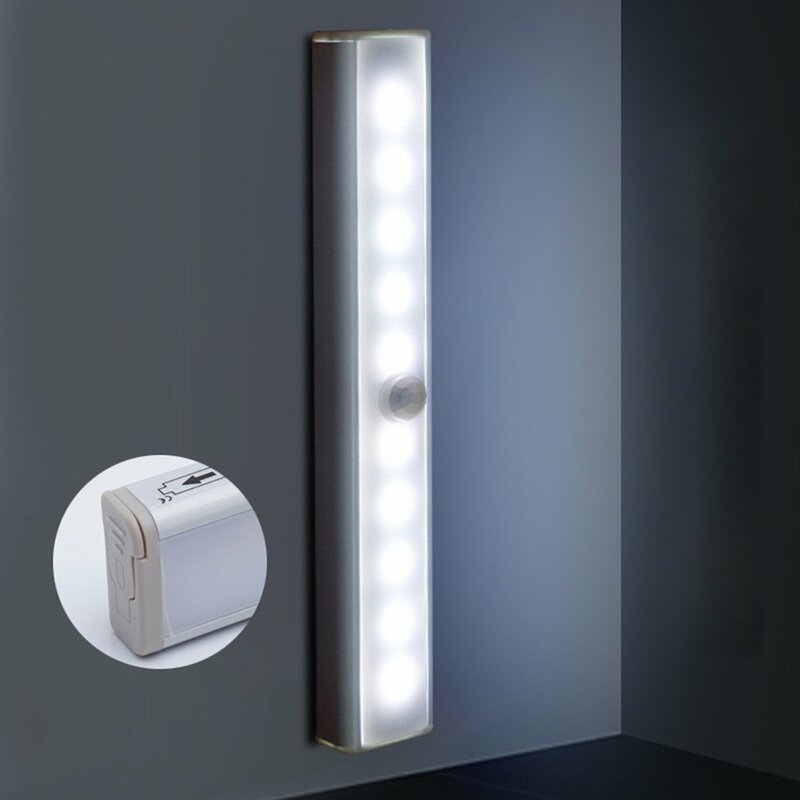 Lampu malam LED nirkabel, lampu malam Sensor gerak lemari lampu malam untuk dapur kamar tidur detektor lampu kabinet tangga lampu belakang