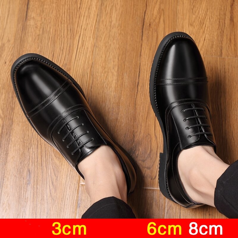 Elevator Shoes Men Dress Shoes 3/6/8 CM Men Formal Shoes Height Increase Classic Business Luxury Men Oxfords Footwear Suit Shoes