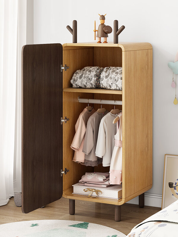 Children's Wardrobe with Dressing Mirror Kids Home Bedroom Locker Baby Storage Cabinet