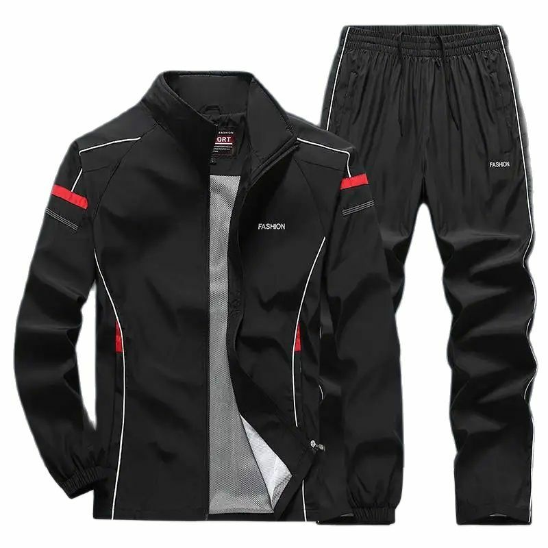 Conjunto de ropa deportiva para hombre, chándal de 2 piezas, chaqueta y pantalones, primavera y otoño