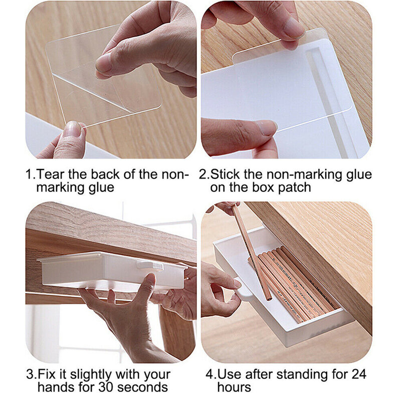 Creative Drawer Organizer No Punch Holes Under Desk Stationery Box Sticky Small Drawer Office Home Organizer