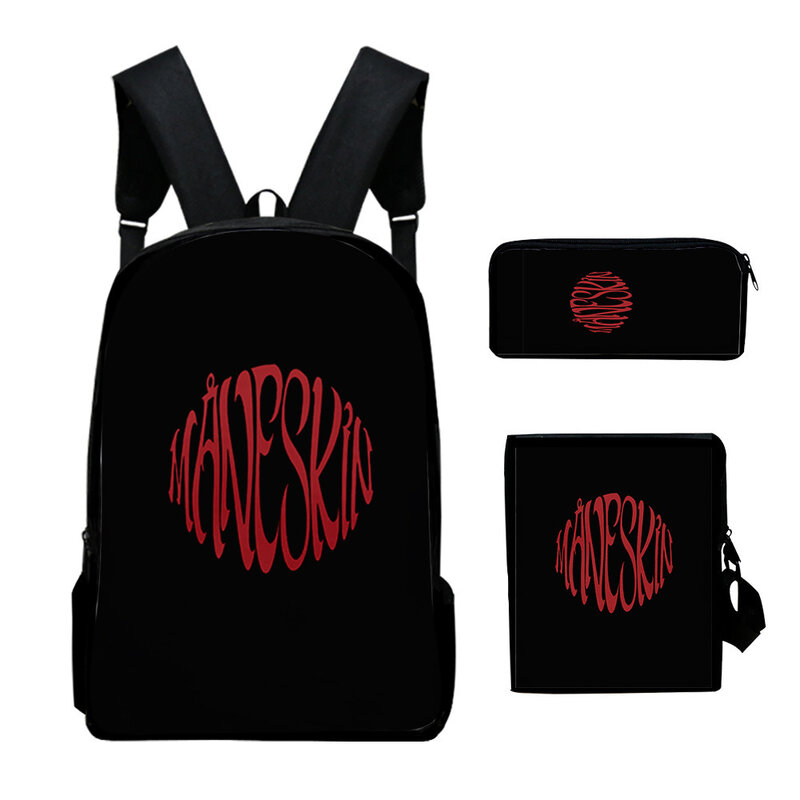 Popularny Hip hopowy nowość Maneskin 3D Print 3 sztuk/zestaw szkolne torby mała torba na laptopa plecak pochylona torba na ramię piórnik