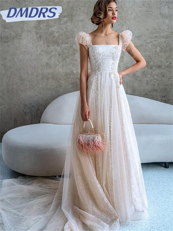 Женское свадебное платье It's yiiya, белое фатиновое платье до пола с короткими рукавами-фонариками и принтом на лето 2019