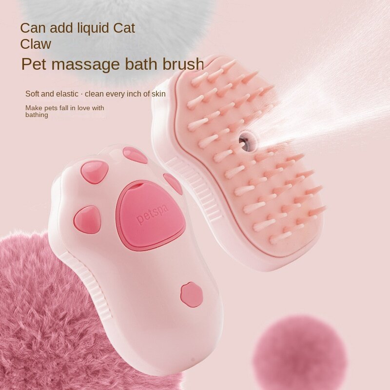 Peine de masaje con pulverizador para mascotas, cepillo de baño antimoscas, depilación, cepillo de pelo pegajoso, limpieza de mascotas, 1 tecla