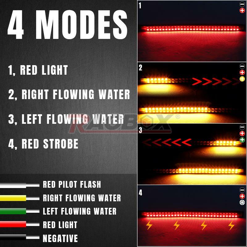 Bande lumineuse flexible à 90LED pour moto, clignotant à eau courante, indicateur de signal, feu arrière, feu stop, 20cm, 60LED, 30cm