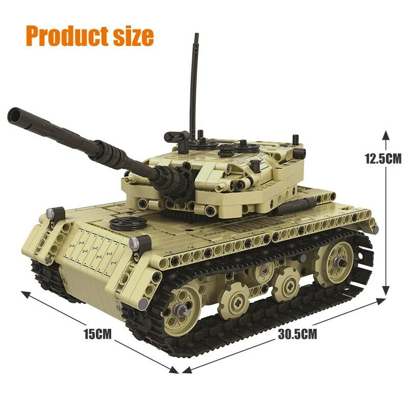 759 قطعة دبابة مع جهاز للتحكم عن بُعد نموذج اللبنات العسكرية التحكم عن بعد خزان كهربائي الطوب ألعاب تعليمية للأولاد