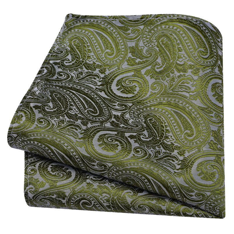 Pañuelo de seda clásico para hombre, pañuelo cuadrado de bolsillo de Cachemira para fiesta de boda, 25x25CM, color verde, morado y negro