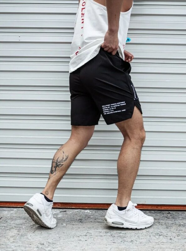 Мужские шорты для фитнеса и спорта, Модные Повседневные Легкие дышащие брюки, принт в виде букв спереди и сзади