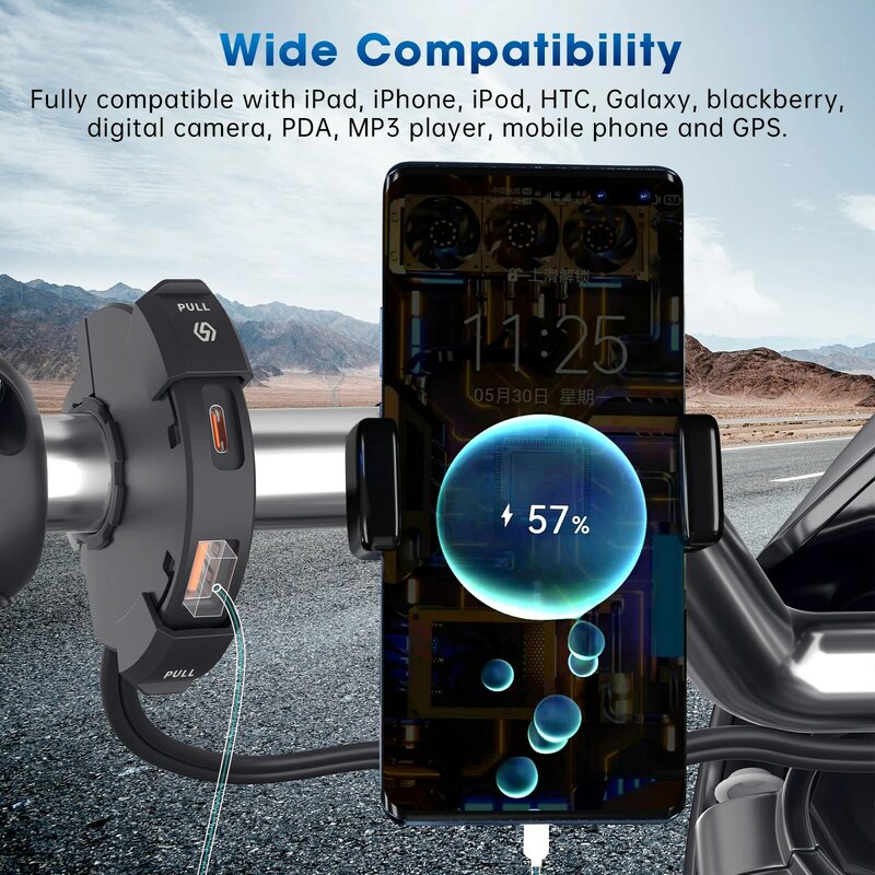 Extractme-Chargeur USB QC3.0 pour moto, 30W, charge rapide, étanche, montage sur guidon, rapide, pour vélo, caméra numérique